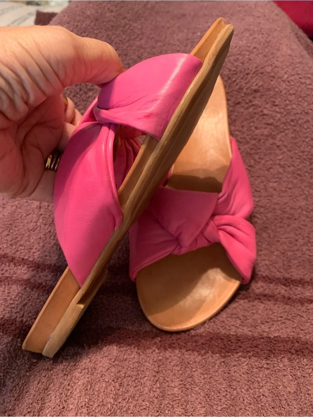 Miz Mooz leather Fusia Slides like new
